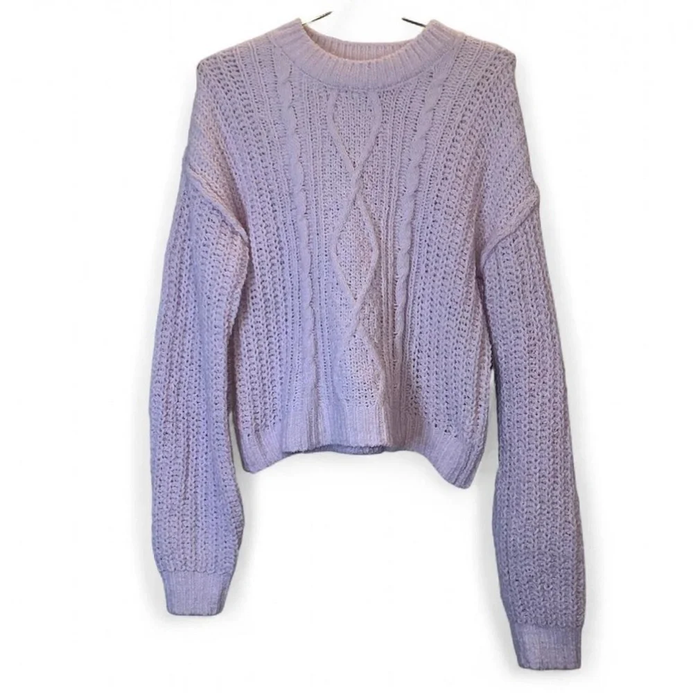 Madden Girl Pink Chunky Cable Knit Cropped Sweater NWT Size S - Picture 1 of 10